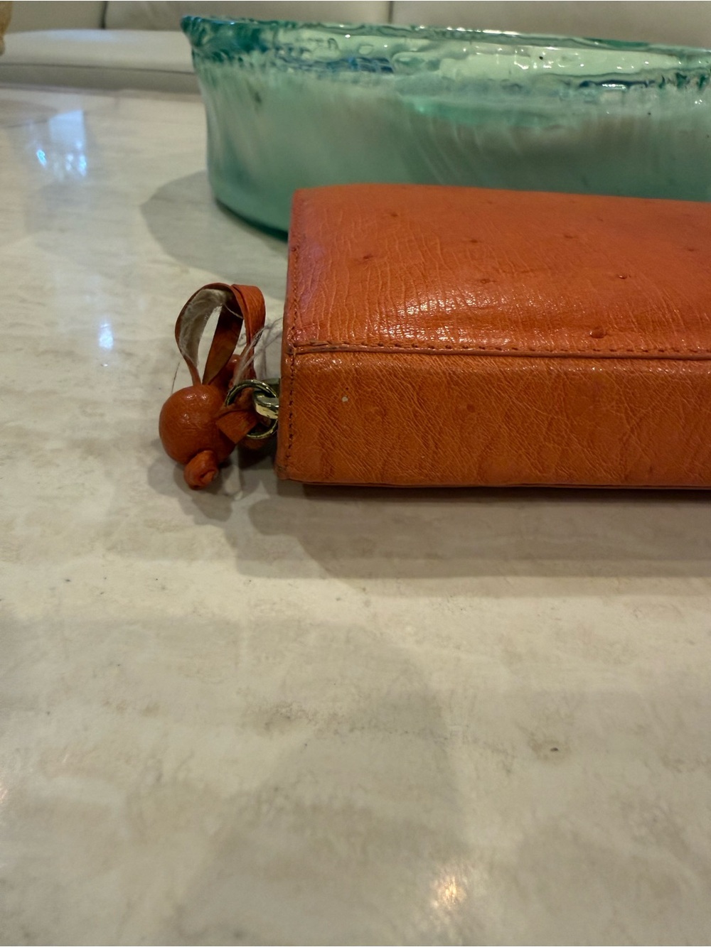 Nancy Gonzalez Orange Ostrich Leather Wallet - Picture 6 of 10